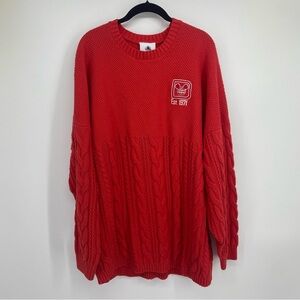 NWT Walt Disney World Spirit Jersey Red Cable Knit Sweater Size XL